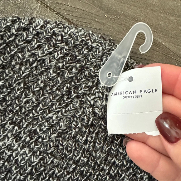 AMERICAN EAGLE NWT Marled Black/Gray/White Folded Band Beanie O/S - Picture 4 of 5